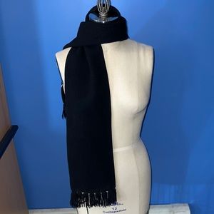 Black Wool Scarf with Fringe OS